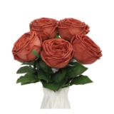 DuHouse 5 Real Touch Artificial Roses, Burnt Orange