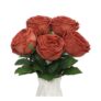 DuHouse 5 Real Touch Artificial Roses, Burnt Orange