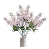 DuHouse 5Pcs Delphinium Larkspur Silk Flowers Blush Centerpiece