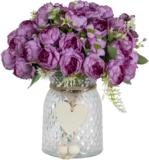DuHouse 6 Packs Peonies Artificial Flowers, 30cm Fake Peonies Silk Peonies Flowers Bouquet for Wedding Centerpiece Table Party Home Decor(Purple)