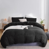 DuShow King Size Duvet Cover Set – Textured Black, Seersucker Pattern, Soft Breathable Bedding With Zipper, Includes 2 Pillowcases – 220230cm