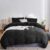 DuShow King Size Duvet Cover Set – Textured Black, Seersucker Pattern, Soft Breathable Bedding With Zipper, Includes 2 Pillowcases – 220230cm