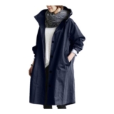 Duaicnvow Women Mid-Length Hooded Waterproof Rain Trench Coat