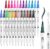 Dual Tip Brush Pens Set Of 24 Coloured, Colouring Pens brush pens,Fine Tip 0.4mm and Watercolour Brush Tip 1-2mm, Coloured drawing pens for ArtistsBeginners