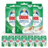 Duck Toilet Fresh Strips, Toilet Cleaner & Descaler, Pine, Pack of 10 (30 Strips) – with Prime