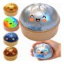 Dumpling Squishy, Glitter Silver Blue Bun