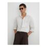 Dupree Modal-Blend Seersucker Pinstripe Shirt Regular-Fit in White/Blue