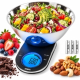 Duronic KS5000 Digital Kitchen Scale, Stainless Steel Bowl, 5kg, 3L, Black