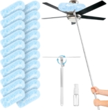 Duster Kit 6 ft Extendable Handle with 20 Duster Refills Compatible with Flash Hanldle 6 ft Extendable Handle Dual-Head Design360 Duster Refills Multi-Purpose Cleaning