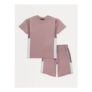 Dusty Pink Cut and Sew T-Shirt and Shorts Set