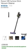 Dyson V8 Cyclone Stick Vacuum Cleaner £90 Costco