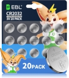 EBL CR2032 Lithium 3v Coin Battery – CR2032 Batteries 20 Pack, Child-Safe Packaging, Long-Lasting Power, Premium CR2032 Button Cell Batteries for Car Key Fobs, Watches, Scales, AirTag