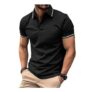 EDITCOZY Mens Short Sleeve Cotton Polo Shirts Black 2XL