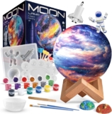 EDUMAN Arts and Crafts Kit for Kids, Paint Your Own Moon Lamp Kit, DIY 3D Moon Night Light with Space Figurines & Wooden Stand,Space Toys Easter Gift for Girls Boys Ages 6-12