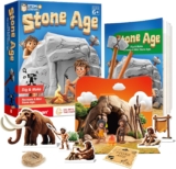 EDUMAN Stone Age Fossil Dig Kit for Kids, Dig Up 10 Prehistoric Fossils, Fossil Hunting Kit for Kids, Archaeology Excavation Kit STEM Educational Science Digging Kit Toy Birthday Gift for Boys Girls
