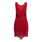EFOGEP Womens Tassel Latin Dance Dress 1920s Flapper Red XXL