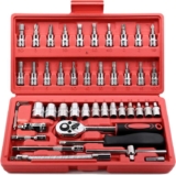 EGOFINE 46 Pieces 1/4 Drive Socket Set&Tool Sets, Ratchet Wrench Set with Bit Socket Set – Sold by Egofine store / FBA