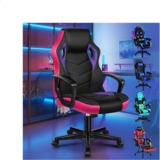 ELFORDSON Gaming Chair, Video Game Chairs, Ergonomic Computer Desk Office Chairs Racing Style, Adjustable Height & Tilt, 360 Swivel, Breathable Mesh & PU Leather, Home Office Esports, Purple