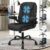 ELFORDSON Massage Office Chair, Mid-back Executive Comfy Office Chairs with 90 Flip-up Armrests, Adjustable Height, Swivel, Ergonomic Heavy-duty Gaming Chair, Fabric Linen, Black