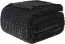EMME Fleece Throw Blanket for Sofa, Soft, Fluffy, 150 x 200cm, 3D Touch Experience, Warm Cozy Throw, Versatile Single Flannel Blanket for Bed, Couch, Sofa, Armchairs, Black