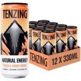 ENZING Natural Energy Drink, Plant Based, Vegan, & Gluten Free Drink, Peach & Honey Melon, 330ml (Pack of 12 Subscribe & £13.50