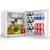 EUHOMY 46L Mini Fridge – Small Table Top Fridge with Reversible Door & Chiller Box, 7-Level Adjustable Thermostat, Low Noise (39 dB)