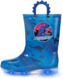 EUXTERPA Girls Boys Wellies for Kids Flashing Welly, Light Up Glitter Waterproof Wellingtons Boots with Easy on Handle Children Rainboots Size 4-13 UK Child