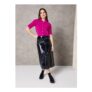 EVERBELLE Black PU Column Midi Skirt 6