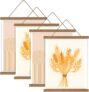 EVERGOODS 4 Pack Magnetic Poster Frame 31cm Wooden Hanging Frame with Rope, Wood Canvas Art Print Frame for Posters, Photos, Artwork, Home Dorm Wall Decor