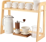 EVERGOODS Bamboo Coffee Station Organizer, 2-Tier Kitchen Counter Shelf, Wooden Countertop Storage Rack for Coffee Bar Accessories, Syrup Bottles, Mugs & Kitchen Essentials