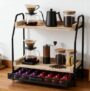 EVERGOODS Coffee Station Organizer with Coffee Pod Drawer, 2-Tier Kitchen Countertop Shelf, Wooden Coffee Bar & Tea Station with Capsule Holder for Nespresso & Dolce Gusto Pods
