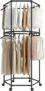 EVERGOODS Hexagonal Clothes Rack, Double Layer Rotating Floor Standing Garment Rack with Wheels, 360 Rotatable Heavy-Duty Clothes Hanger for Home, Apartment, Dormitory (Black)