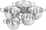 EVERGOODS Professional Stainless Steel Pot with Glass Lid Induction-Safe Non-Stick Hot Pot, Double Handle Soup Pot for Gas, Electric, Ceramic & Induction Hobs, Durable Kitchen Cookware for Soups