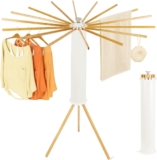EVERGOODS Wooden Clothes Airer Foldable & Portable Laundry Drying Rack, Extendable and Space-Saving Clothes Horse, Sturdy Drying Stand for Balcony, Bathroom, Living Room & Utility Room (White)