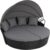 EVRE Bali 4 Piece Modular Round Rattan Wicker Patio Garden Furniture Daybed Sun Lounger Set with Extendable Canopy and Conversation Seat Cushions (Black)