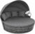 EVRE Bali 4 Piece Modular Round Rattan Wicker Patio Garden Furniture Daybed Sun Lounger Set with Extendable Canopy and Conversation Seat Cushions (Mixed Grey)