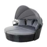 EVRE Black Bali Day Bed Outdoor Garden Furniture Set with Canopy