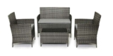 EVRE Outdoor Furniture Set 4 Seater Rattan Garden Furniture Set with Glass Coffee Table, 2 Chairs & Loveseat Sofa- Sold by Evre24 / FBA