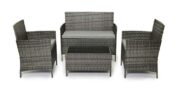 EVRE Outdoor Furniture Set 4 Seater Rattan Garden Furniture Set with Glass Coffee Table, 2 Chairs & Loveseat Sofa- Sold by Evre24 / FBA