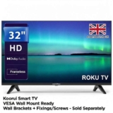 EXCLUSIVEKOORUI 32 HD Roku Smart TV DVB-T2 3xHDMI Dolby Audio Freeview with code at Koorui TV Store