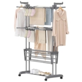 EXCLUSIVESONGMICS Foldable Clothes Airer with Wheels, 63.5 x 128 x 173 cm, Grey