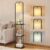 EXCLUSIVEVASAGLE Floor Lamp with 3 Shelves, Standing Lamp with LED Bulb, Foot Switch, Fabric Lampshade With Code