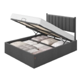 EXCLUSIVEVasagle 135 x 190 cm Double Ottoman Bed (Slate Grey / Cappuccino Beige) W/Code