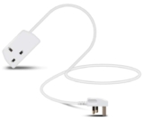 Eagle Single Gang Mains Power 13A Extension Socket to 13A UK Plug Lead Cable, British Standards BS1363 1m White