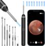 Ear Wax Removal Kit, 1920P HD Ear Cleaner with Camera Ear Wax Remover Tool, WiFi Otoscope with 6 LED Lights & 8 Ear Spoons, Visual Ear Scope for iPhone iPad Android Adults Pets(Black)