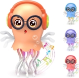 Easter Dancing Jellyfish Baby Toy, Crawling Jellyfish Tummy Time Toy with Musical Light for 3 4 5 6 7 8 Year Old Boy Girl Kids Birthday Gifts, Baby Sensory Sound Toys Toddler Gffts