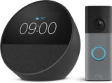 Echo Spot Smart Alarm Clock & Speaker with Ring Battery Video Doorbell