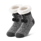 EconioSocken Fluffy Slipper Socks for Women, Warm Non-Slip, 4-9