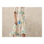 Ecru Floral Scallop Sleeve Wrap Midi Dress