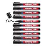 Edding 300 Permanent Markers, Black, 10 Pens, round Tip, Waterproof